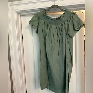 Vineyard Vines Madison Off the Shoulder Olive Green Dress